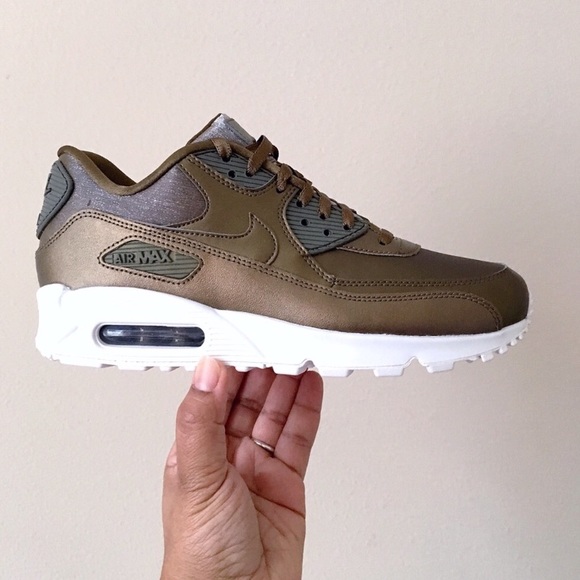 nike womens air max 90' beige canvas/brown leather
